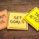 Dream Big. Set Goals. Take Action. Post-it notes